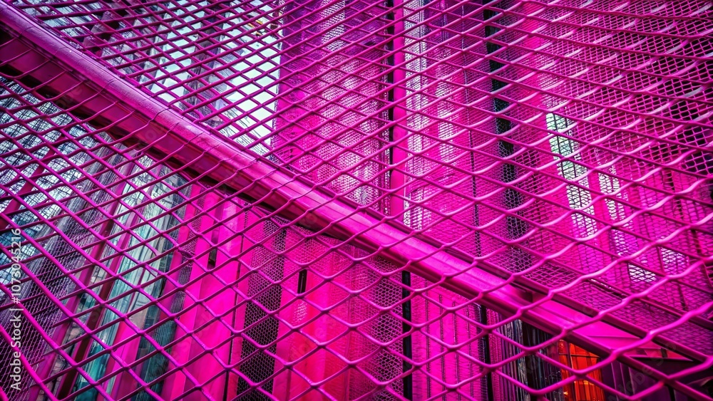 Poster captivating urban exploration photography featuring a pink net patterned seamless abstract backgroun
