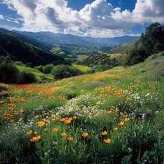 Fototapeta premium Stunning foothills bloom with wildflowers.