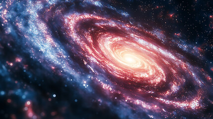 A spiral galaxy with a bright red center