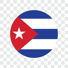 Round circle flag of Cuba on isolated background. Vector Illustration.