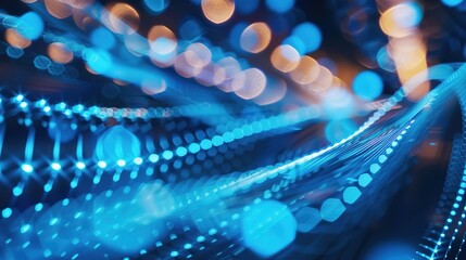 Fototapeta premium Blue Wavy and Blurry Light Curve Line Background - a serene and modern visual. The flowing light curves create a calming and dynamic scene.