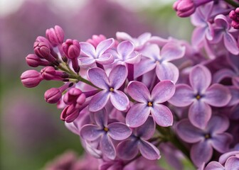 Obraz premium Close-Up of Lilac Flower Petals in Fashion Photography Style, Highlighting Textures and Colors for Trendy Floral Fashion Inspiration and Aesthetic Appeal in Modern Design