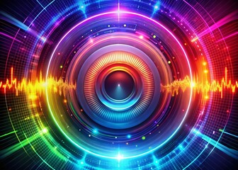 Colorful Circle Pulse Bass Wave Abstract Music Background VJ Loop for Stunning Visual Effects in High Definition 4K Quality Footage Ideal for Music Videos and Event Displays