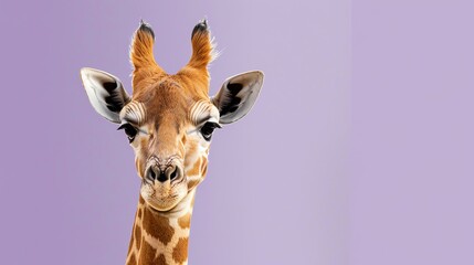 Obraz premium A giraffe with a puzzled expression looks directly at the camera.