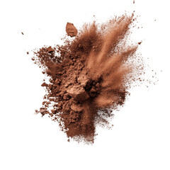 Cocoa powder explosion isolated transparent background  on transparent background