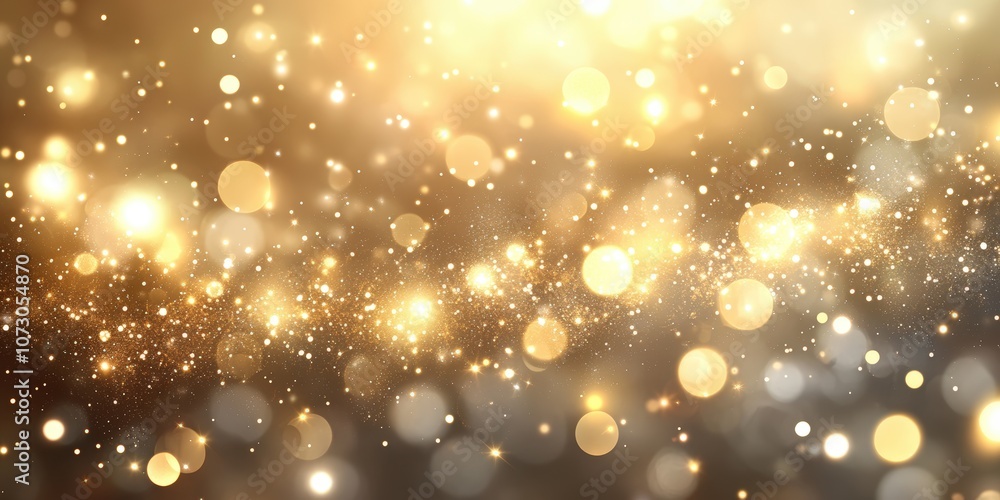 Poster stunning abstract background with soft bokeh lights and glittering sparkles in warm golden tones for