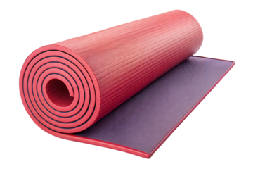 Yoga mat, rolled and isolated on transparent or white background.