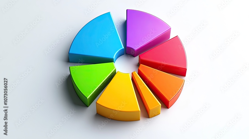 Poster vibrant colorful 3d pie chart with isolated segments on a light background for data visualization an