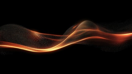 Abstract wave of glowing orange light, creating a sense of motion and fluidity against a dark background, ideal for digital design, wallpapers, or technology themes.