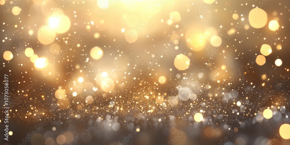 Poster abstract golden lights and sparkles background creating a shimmering effect with soft bokeh elements