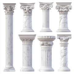 Fototapeta premium Ancient Greek and Roman style architecture design elements, clasic palace building colonnades, 