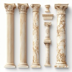 Naklejka premium Ancient Greek and Roman style architecture design elements, clasic palace building colonnades, 