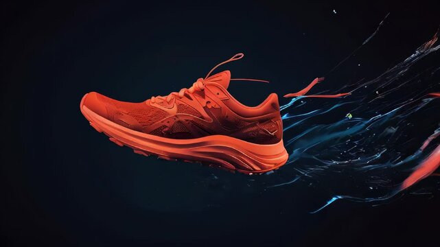 Stylish red sneaker on an abstract background.