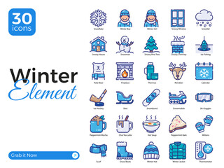 Obraz premium 30 Winter Elements 3D Icon Pack