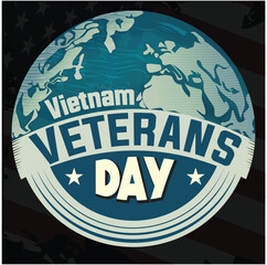 National Vietnam War Veterans Day Globe illustration with an American flag, March 29th celebration, the veteran American flag