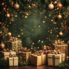 Christmas background with Christmas gifts decoration  " ai generator " 