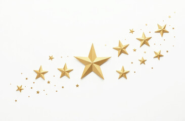 Set of golden stars isolated on white background