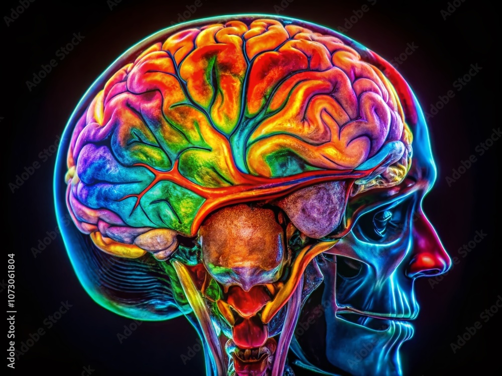 Aufkleber detailed mri scan of the human brain showcasing intricate neural structures and tissues in high reso