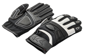 Stylish black and transparent or white sports gloves on transparent or white isolated background.