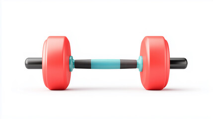 Obraz premium vibrant red dumbbell with black handle, perfect for fitness enthusiasts and gym workouts. Ideal for strength training and exercise routines, on white background.
