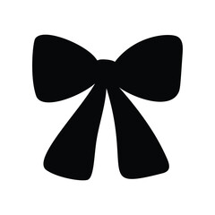 Black silhouette of a bow or a ribbon in a flat vector style isolated on a white background