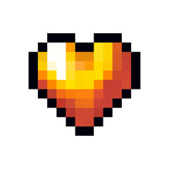 Pixel Yellow Golden Heart Pixelated Love Heart Illustration