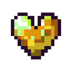 Pixel Yellow Golden Heart Pixelated Love Heart Illustration