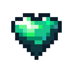 Pixel Green Heart Pixelated Love Heart illustration 
