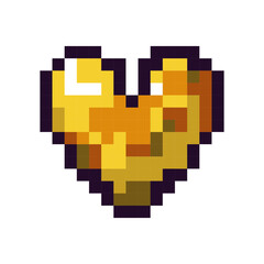 Fototapeta premium Pixel Yellow Golden Heart Pixelated Love Heart Illustration