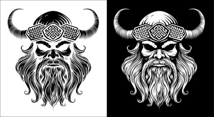 Viking Warrior Man Strong Mascot Face in Helmet