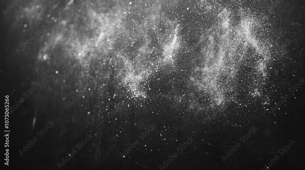 Aufkleber abstract black and white background with white particles and dust floating in the air.