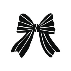 Black silhouette of a bow or a ribbon in a flat vector style isolated on a white background
