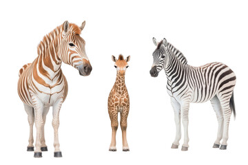 Obraz premium Zebra Giraffe and Okapi on transparent background