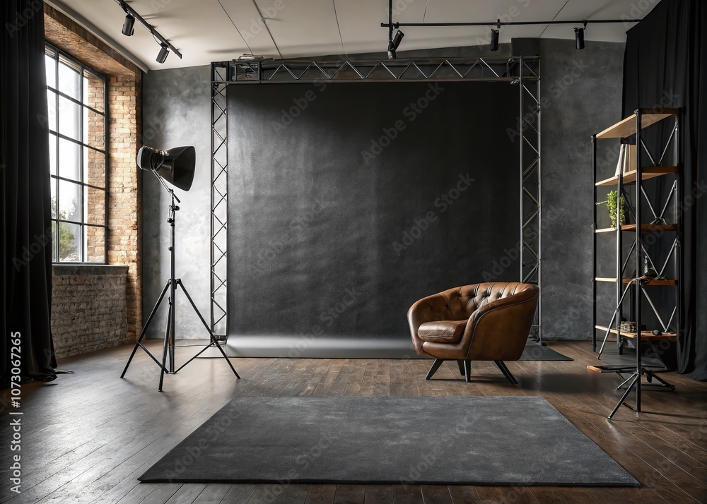Poster elegant display product setting in a dark room with empty black and gray background for versatile us