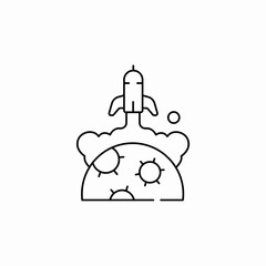 spaceship landing moon icon sign vector