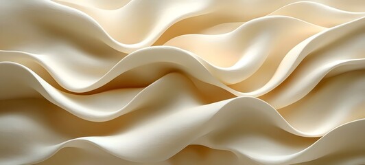 Obraz premium An abstract close-up of soft, flowing cream-colored waves, creating a sense of elegance and tranquility with their smooth curves and gentle undulations.