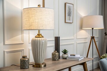 Elegant Table Lamp Isolated on White Background for Modern Home Decor and Lighting Solutions, Featuring a Sleek Design and Versatile Style for Any Room in Your Space