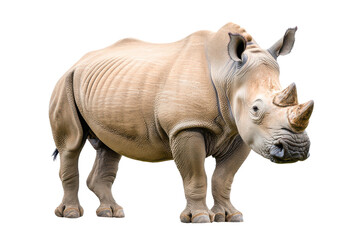 Fototapeta premium White rhino standing isolated transparent background on transparent background