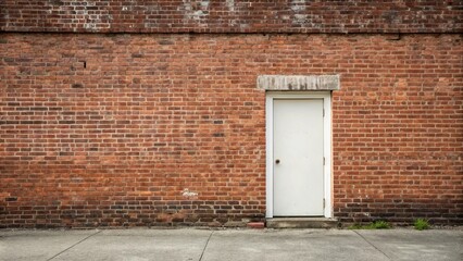 Brick wall with a single door in the center, design, door