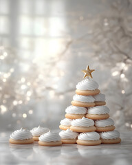 Obraz premium White star shaped cake with a star on top of it
