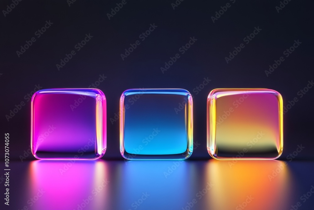 Poster stunning 3d render of user icon in glassmorphism style with colorful gradient on dark background