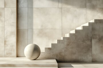 white marble staircase modern alone light beige