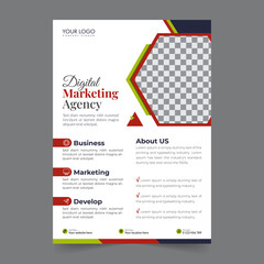 Business flyer design corporate flyer template geometric shape poster design brochure gradient abstract magazine background space for photo