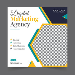 Obraz premium Digital marketing social media post business webinar for social media story, business post or stories banner template geometric shape design for attractive abstract elements post background space
