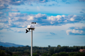 Modern wireless weather station measuring wind speed and direction