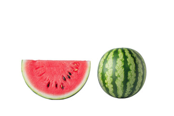 Watermelon slice and whole watermelon isolated transparent background  on transparent background