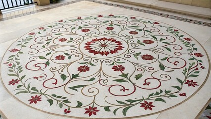 Floral Mandala Pattern with Swirling Vines, mandala, nature-inspired, eclectic decor, colors, bohemian