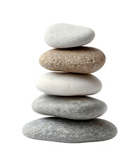 Fototapeta premium Stacked river stones symbolizing balance and tranquility. Isolated on transparent white background, png