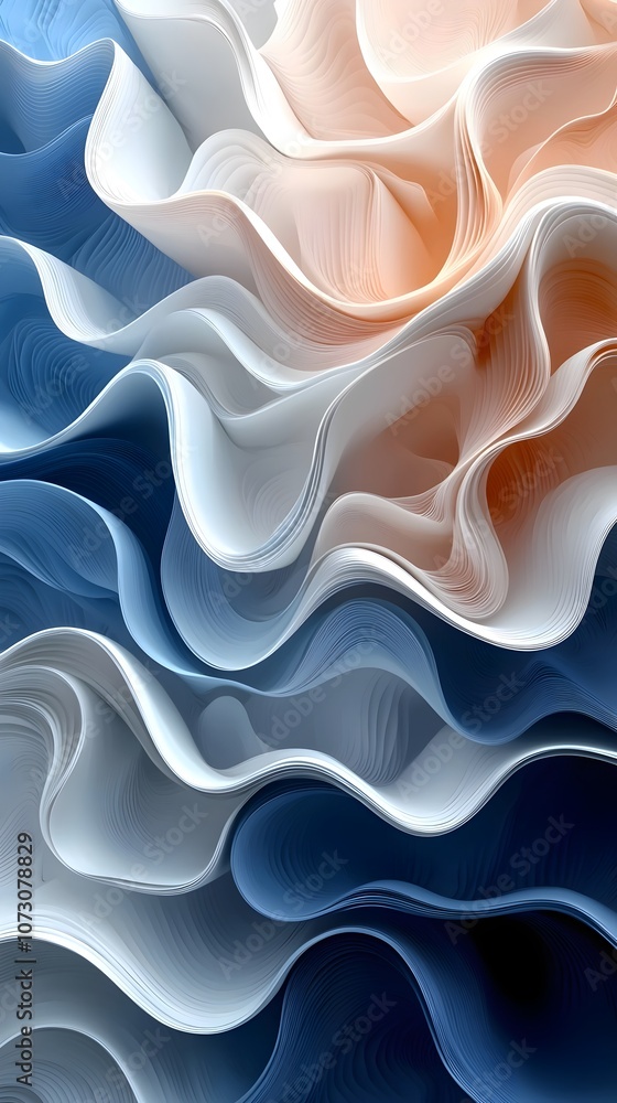 Poster an abstract close-up of flowing waves in soft pastel colors, displaying intricate textures and gentl