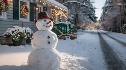 Naklejka premium snowman on the snow